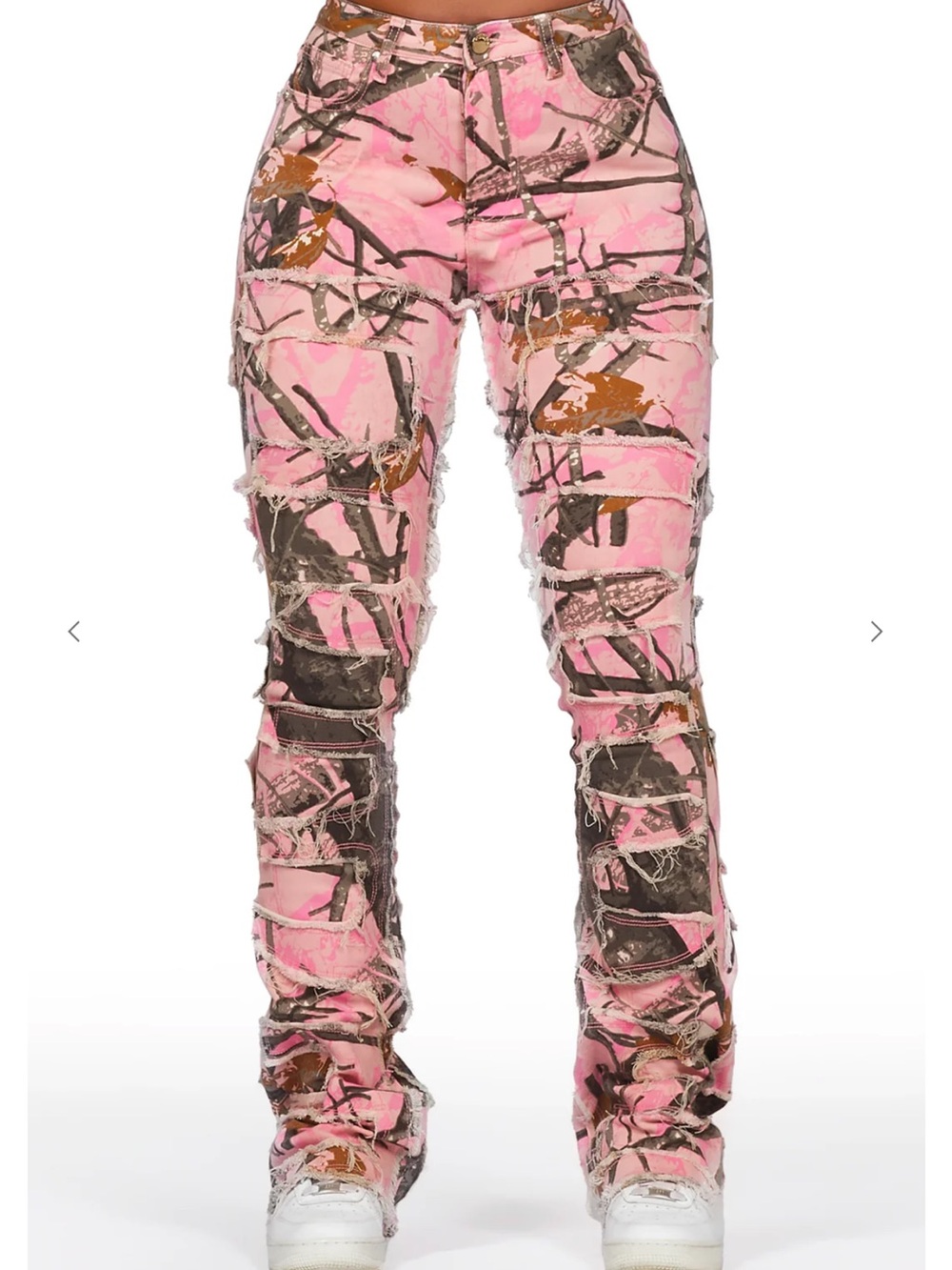Straight Leg Distressed Pink Camo Jeans